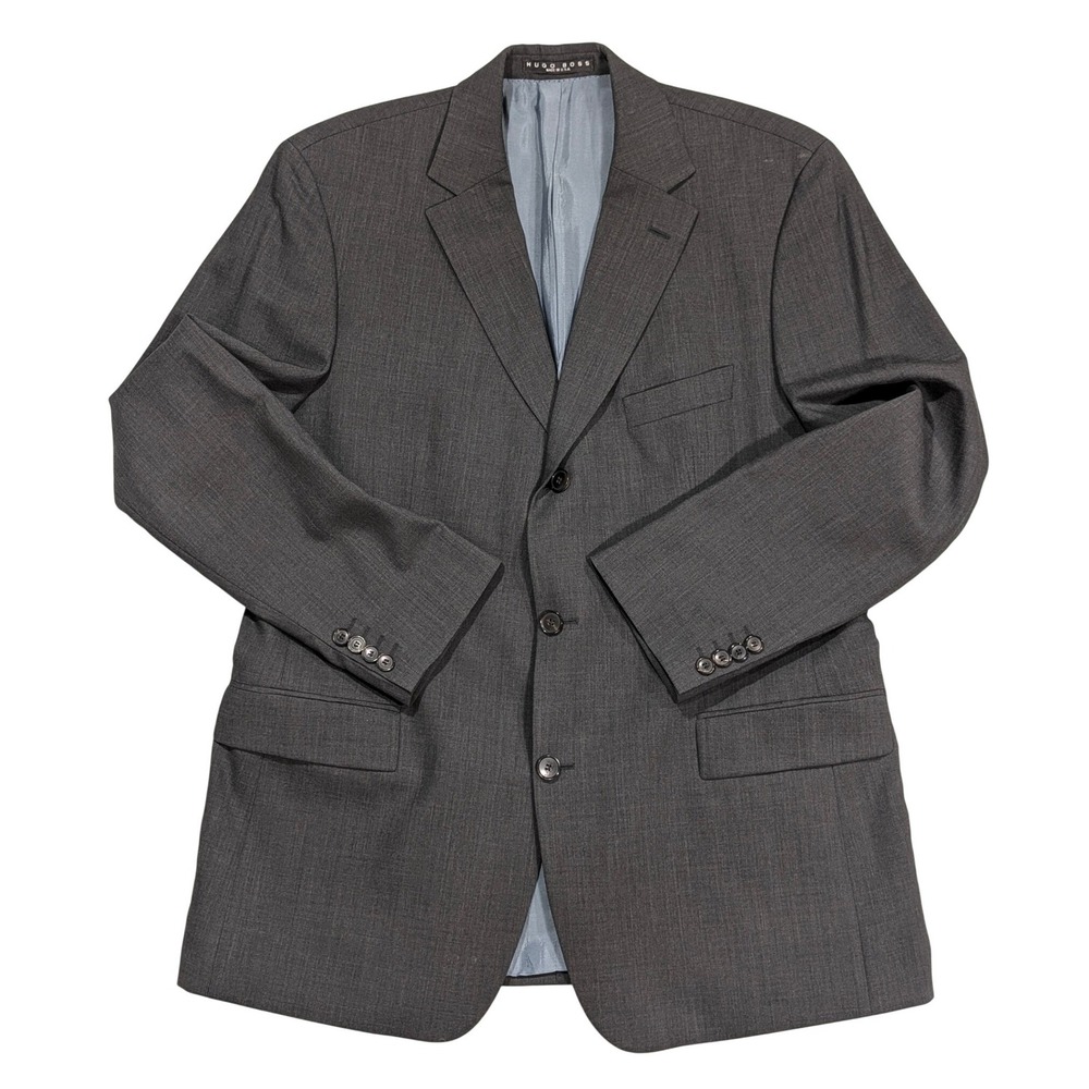 VTG Hugo Boss Scorsese Movie US Blazer Jacket 44R Grey 100% Wool Made in USA